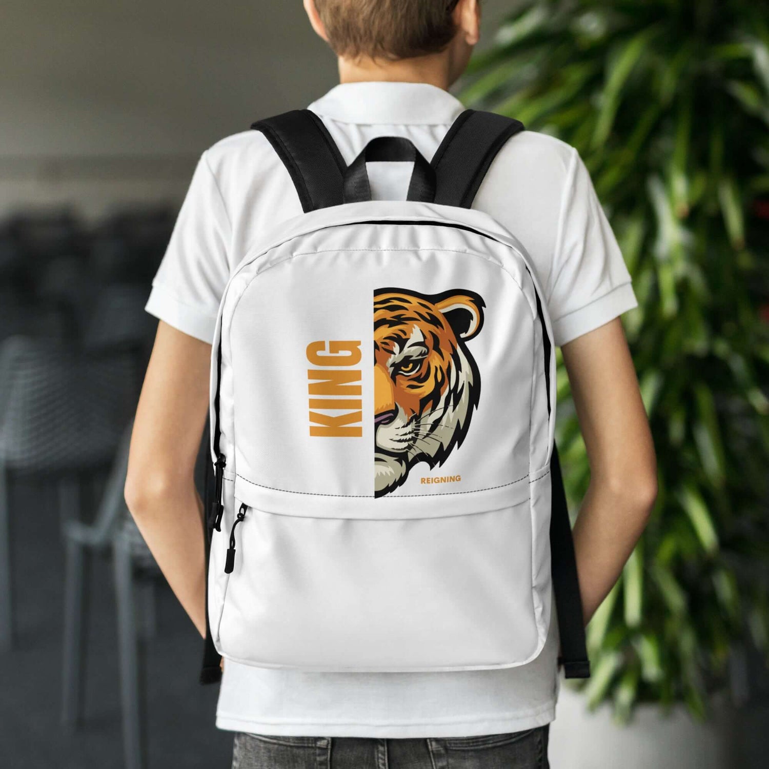 All-over print backpack
Stylish printed backpack
Custom all-over print backpack
White back backpack
Unique printed backpack
Back view of white all-over print backpack
Modern print backpack
All-over design backpack 